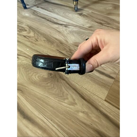 Ralph Lauren Women’s Crocodile Leather Black Belt Size M - Picture 2 of 8
